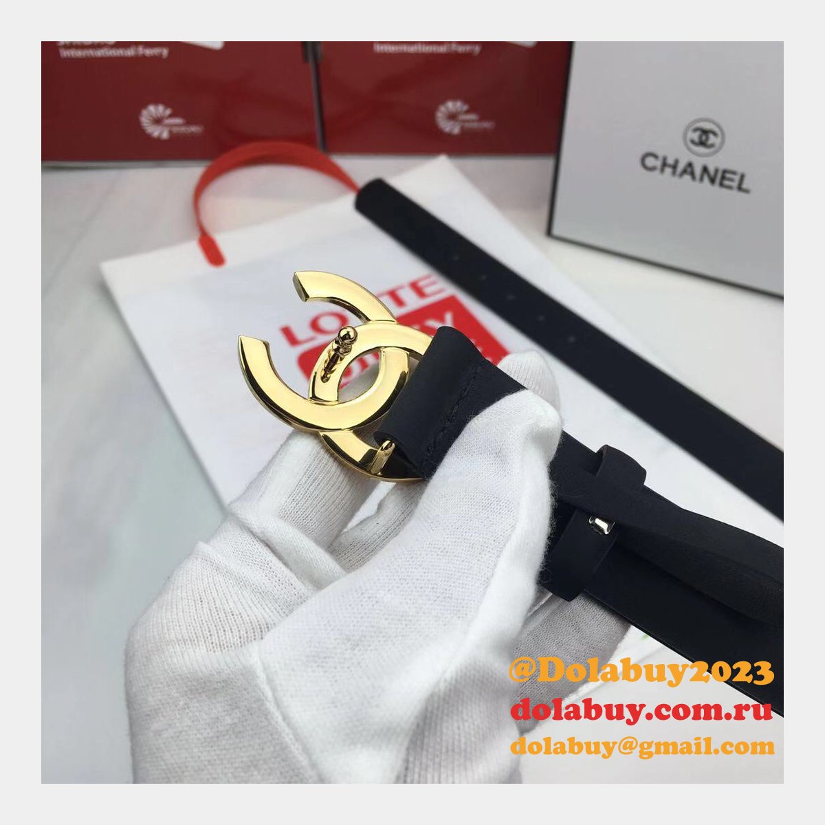 AAA+ Replica CC Leather Belt Width 3.0cm black