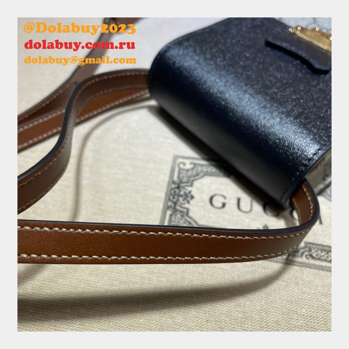 replica best G*u*i 658229 padlock mini bag in beige and ebony gg supreme