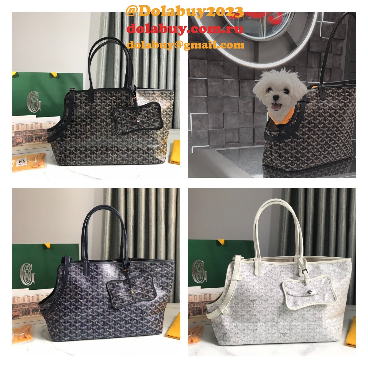 Designer Goyard Chien Gris & Pocket Pet bag