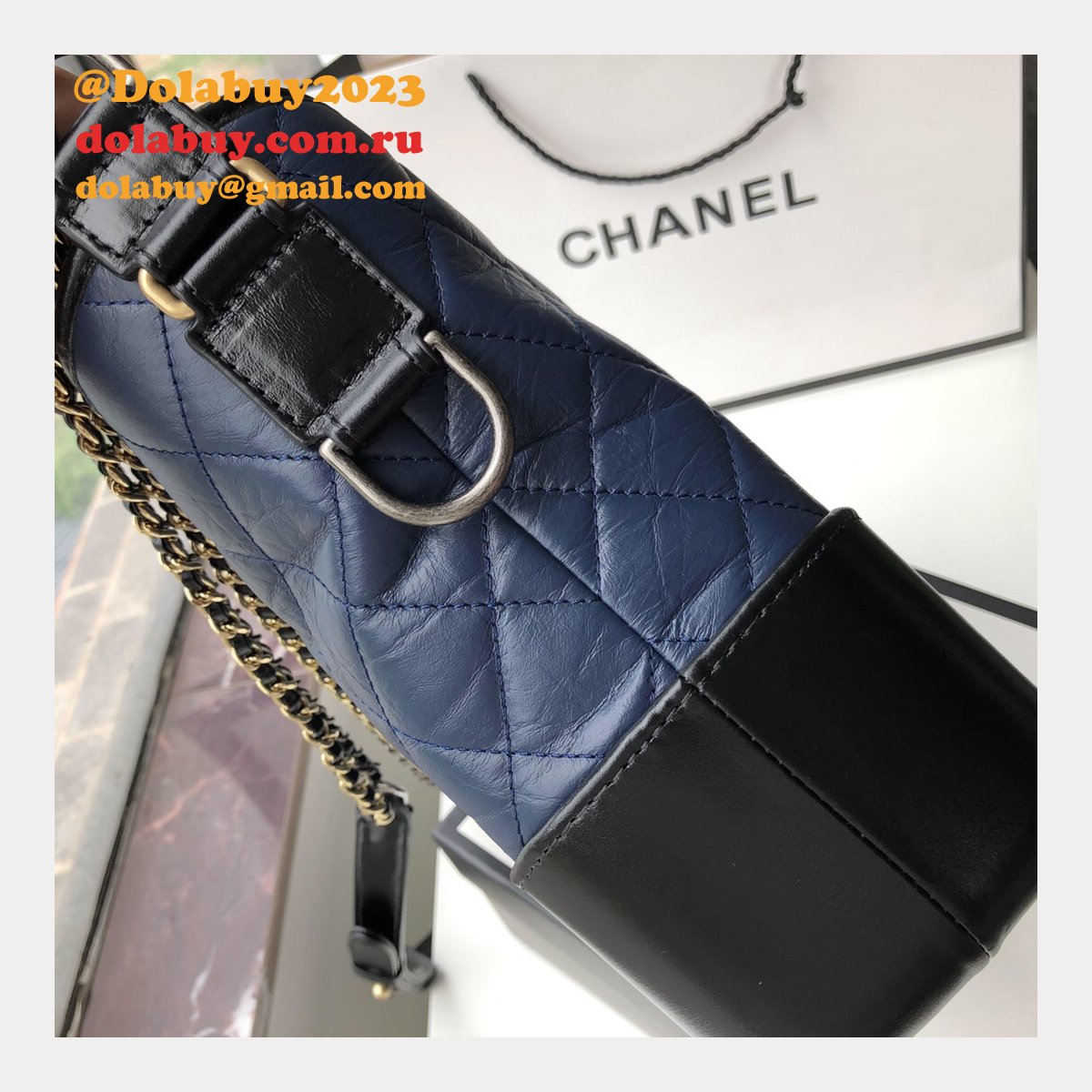Best CC Gabrielle hobo bag 28cm Black Blue