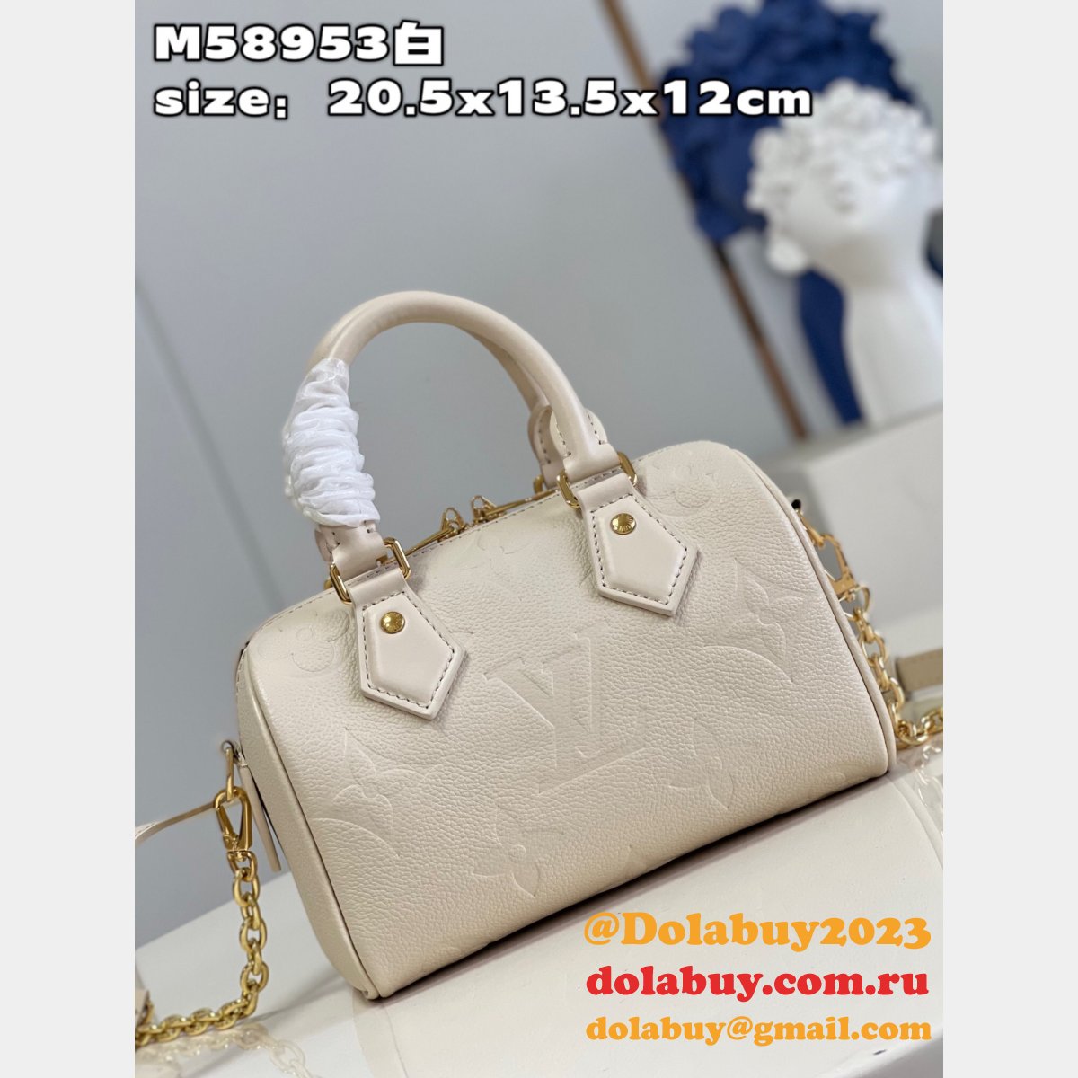 Speedy Replica LV Bandouliere 20 Creme The Best Quality Bag