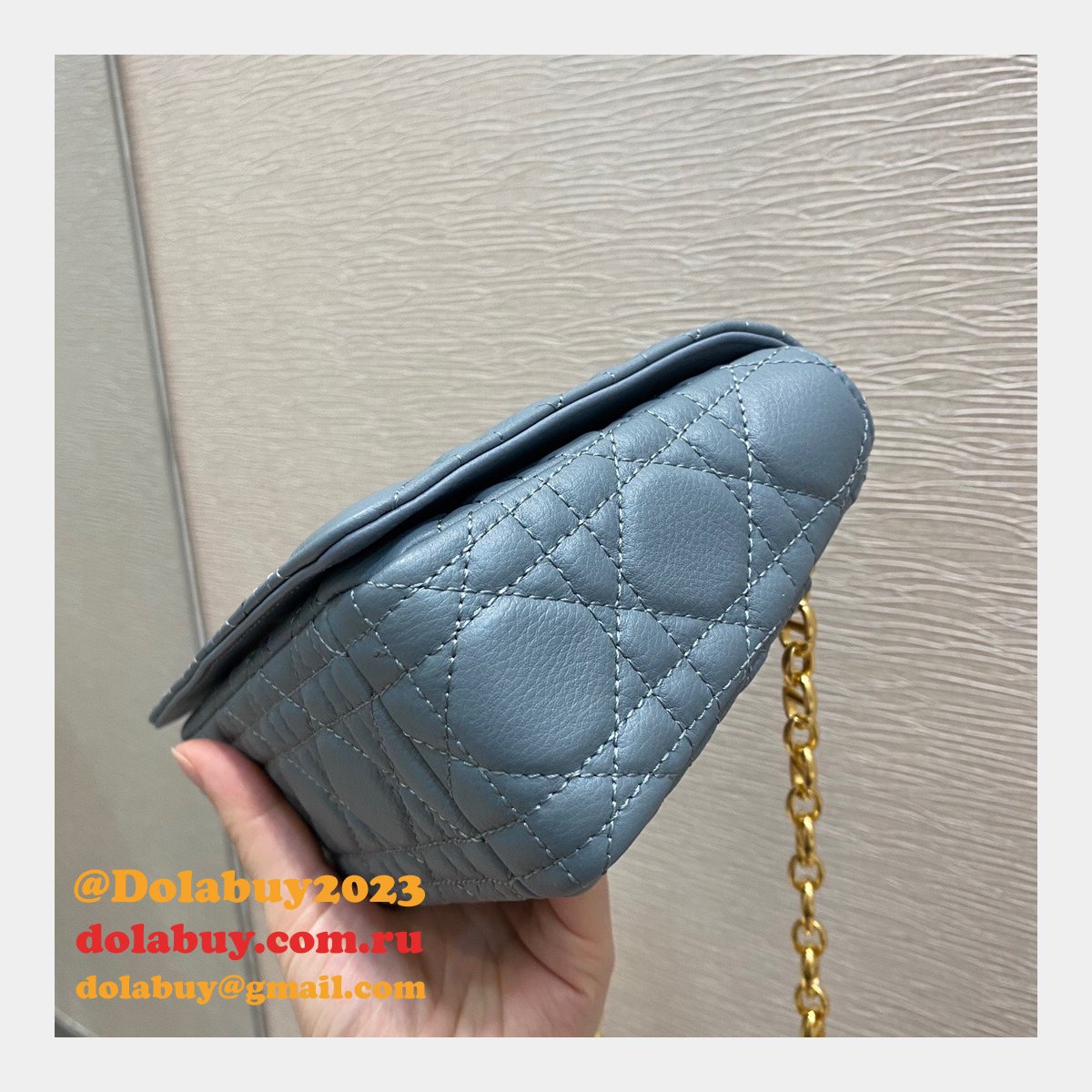 High Quality Dior Caro 20cm replica blue bags