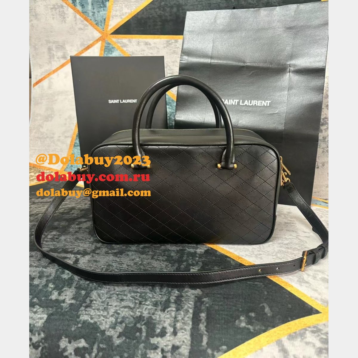 Designer Saint Laurent Replicas Lyia Zip Duffle Black 766785 Bag