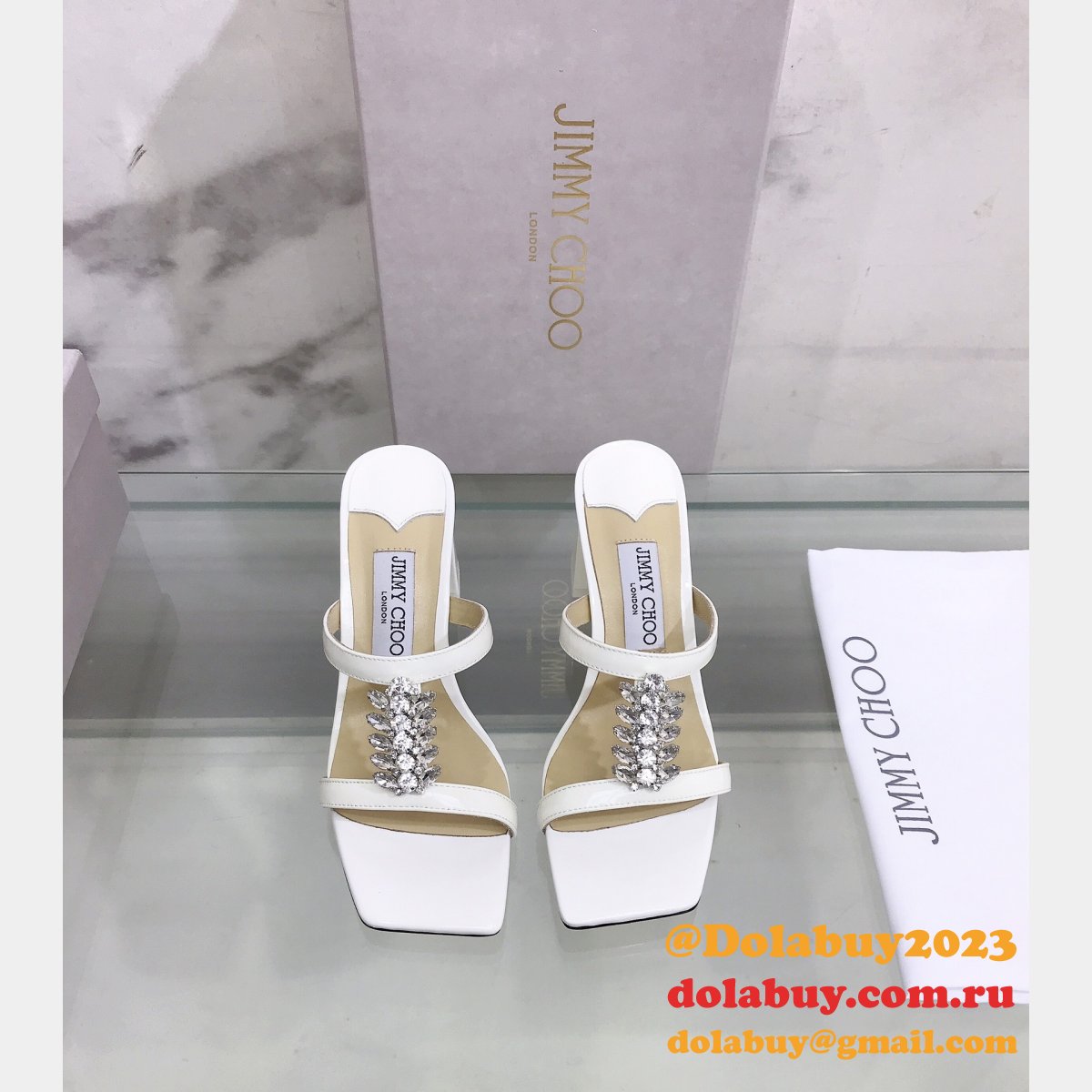 Top Designer Flat Sandals Jimmy Choo Heel 7 cm High Replica Shoes