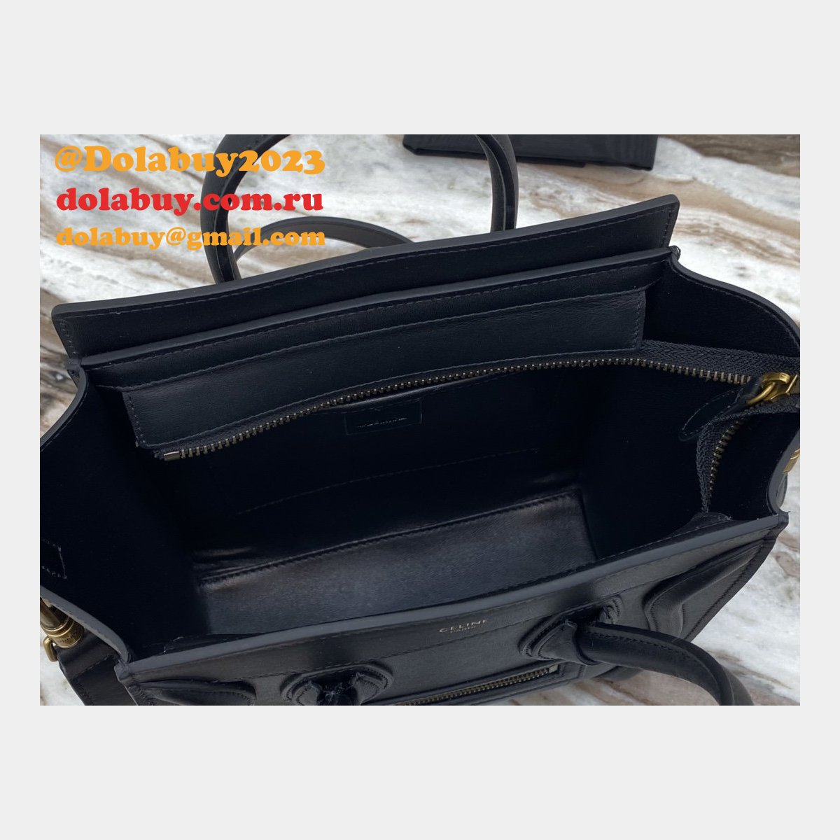 Celine Replica Navy blue Luggage plain calfskin portable