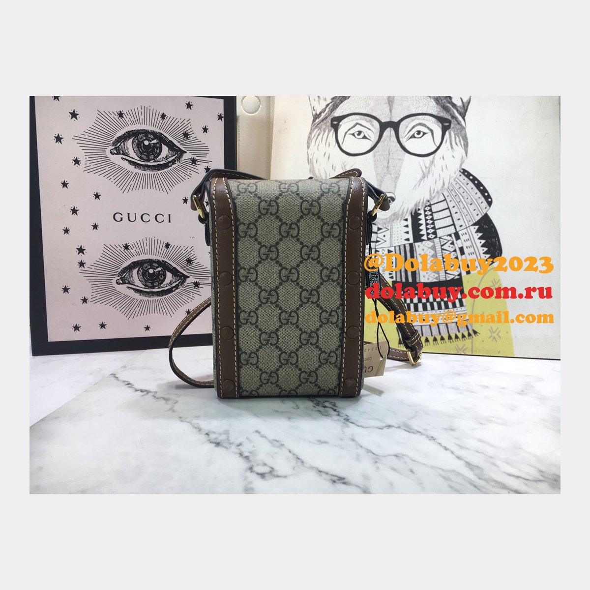 replica G*u*i brown G*u*i horsebit 1955 mini 625615 bag