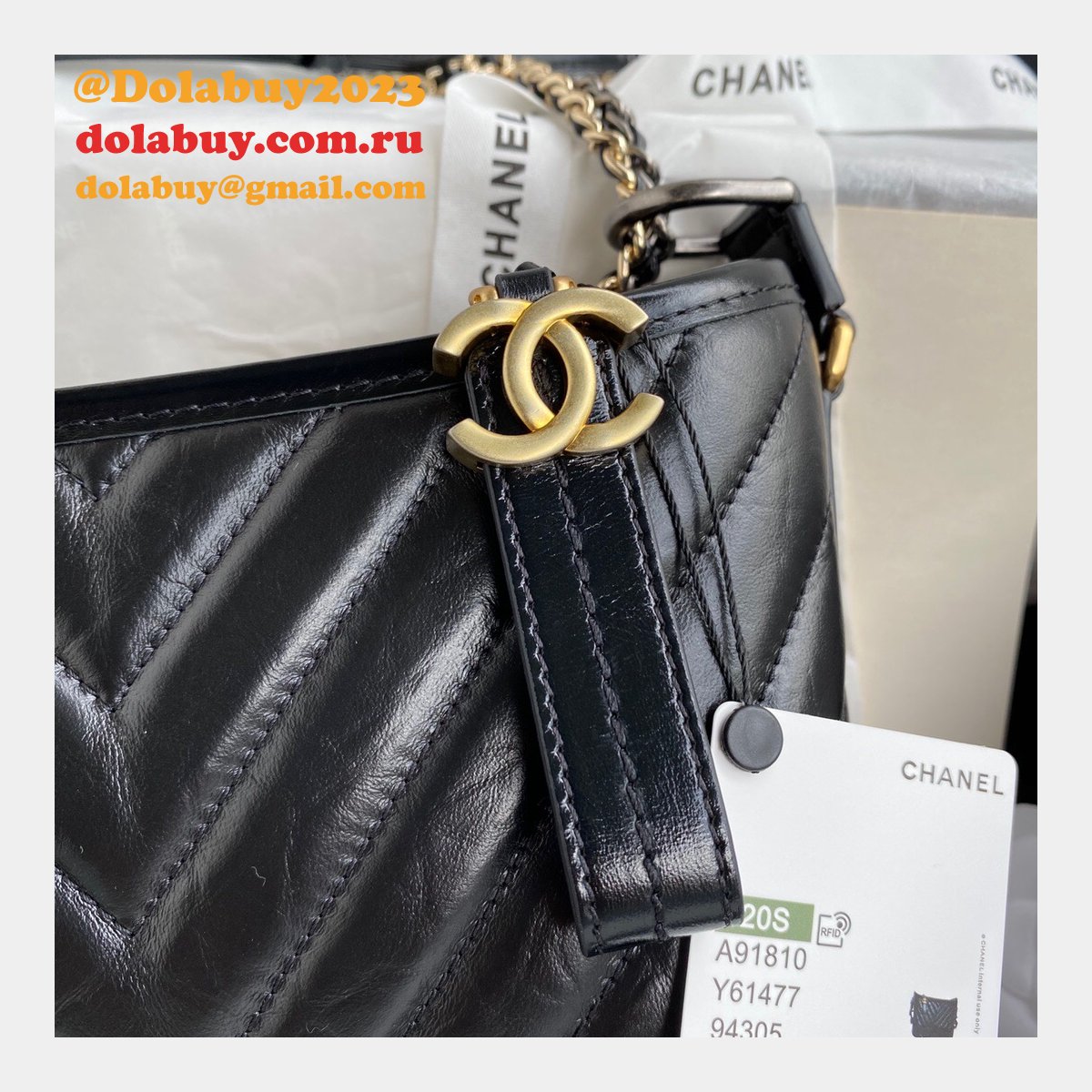 Fashion GABRIELLE Small Hobo A91810 Black Bag Aged Calfskin 20CM