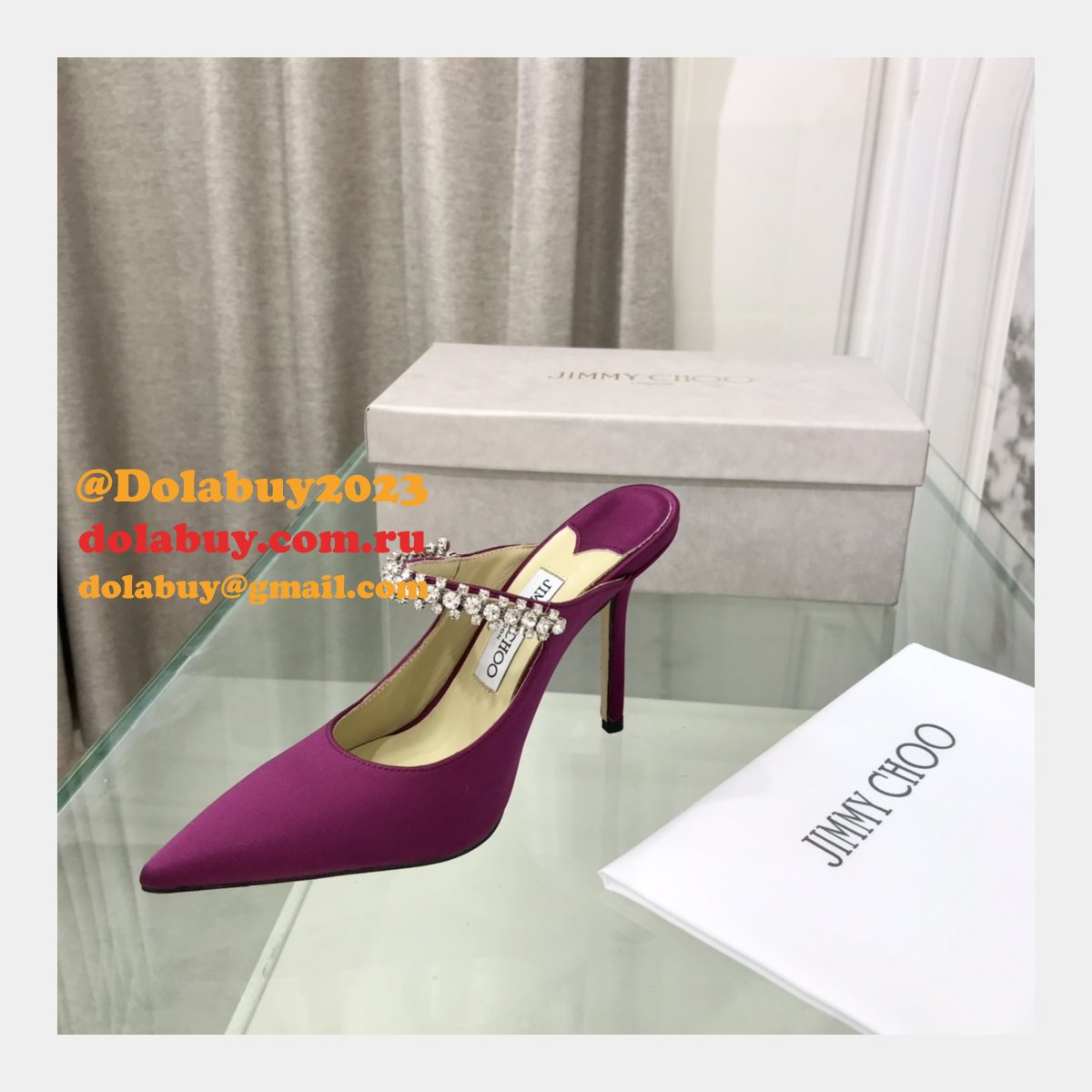 Bing 100 Embellished Satin High Heel Mules Fake Jimmy Choo Shoes