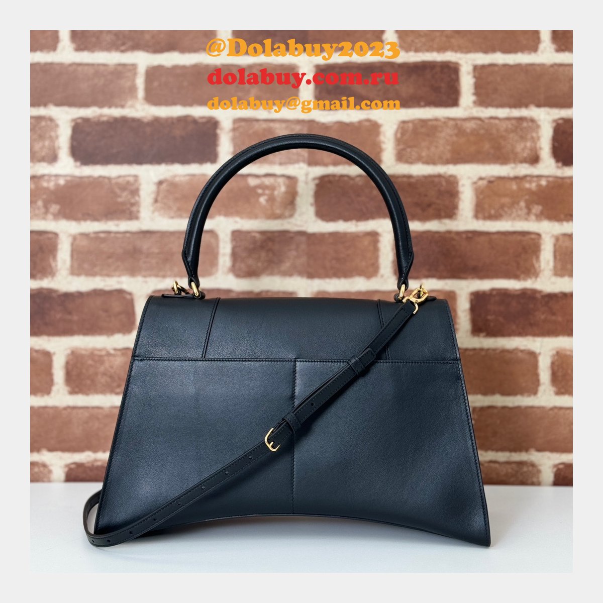 Balenciaga Replica Box In Black 812214 Hourglass Handbag