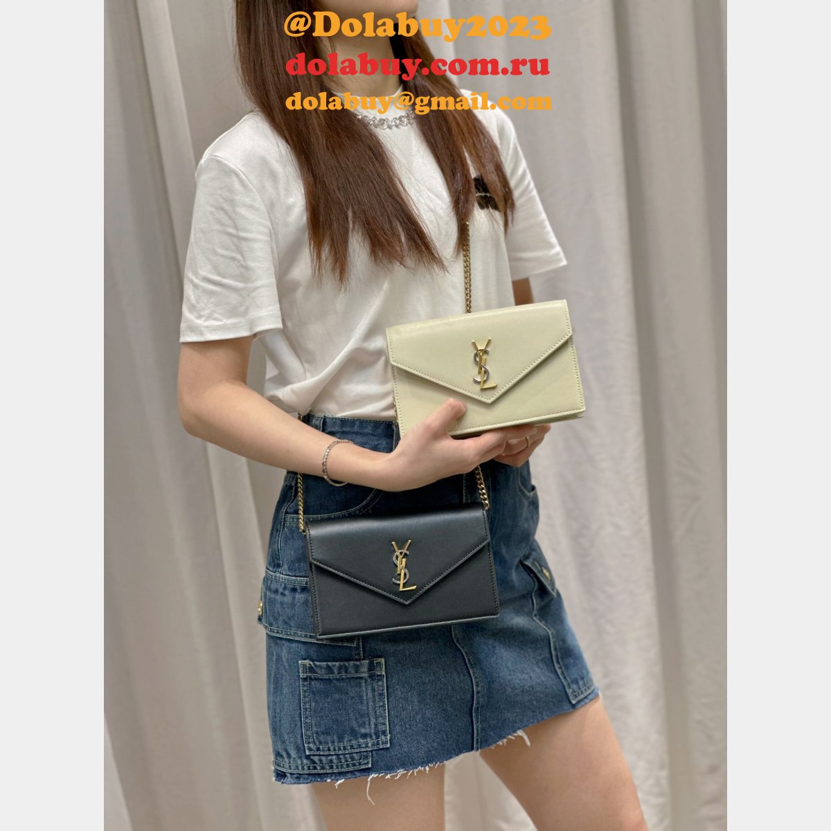 Replica YSL 19cm Fake Saint Laurent WOC Monogram Chain 393953 Bag