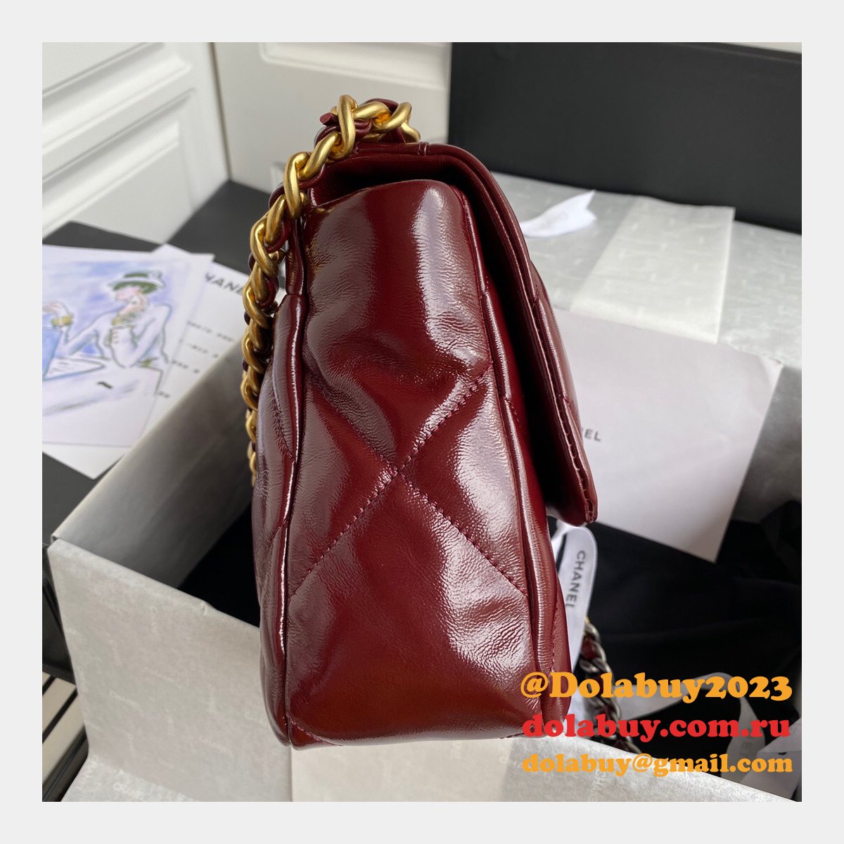 CC High Quality 19 Large Flap AS1161 Black/Red Fakes 30CM Bag