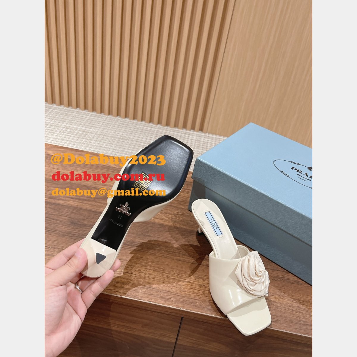 Dolabuy Designer Prada Replicas Fashion 2023 High Heel Slippers