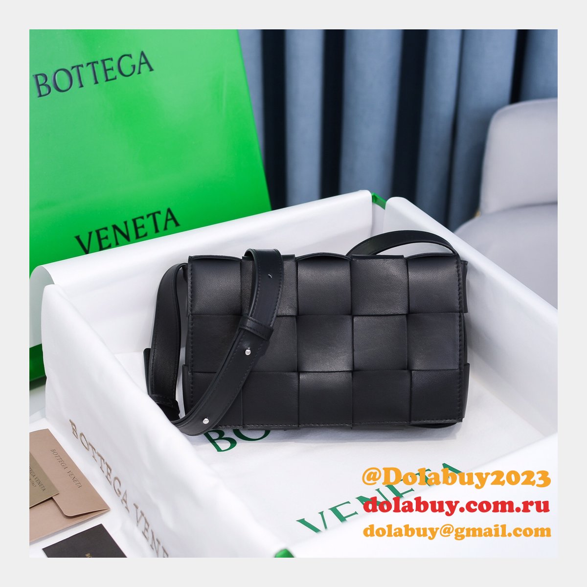 Top Quality Bottega Veneta Cassette Lambskin Crossbody Bag