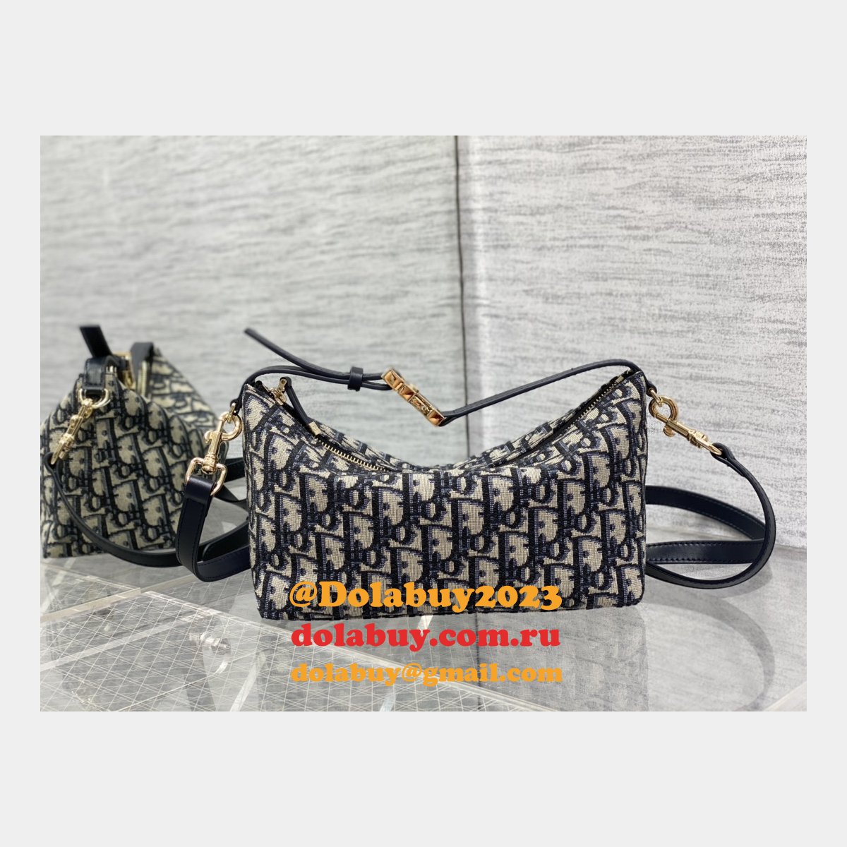 Dior Oblique Jacquard Replica 3103 Diortravel Nomad Pouch Blue