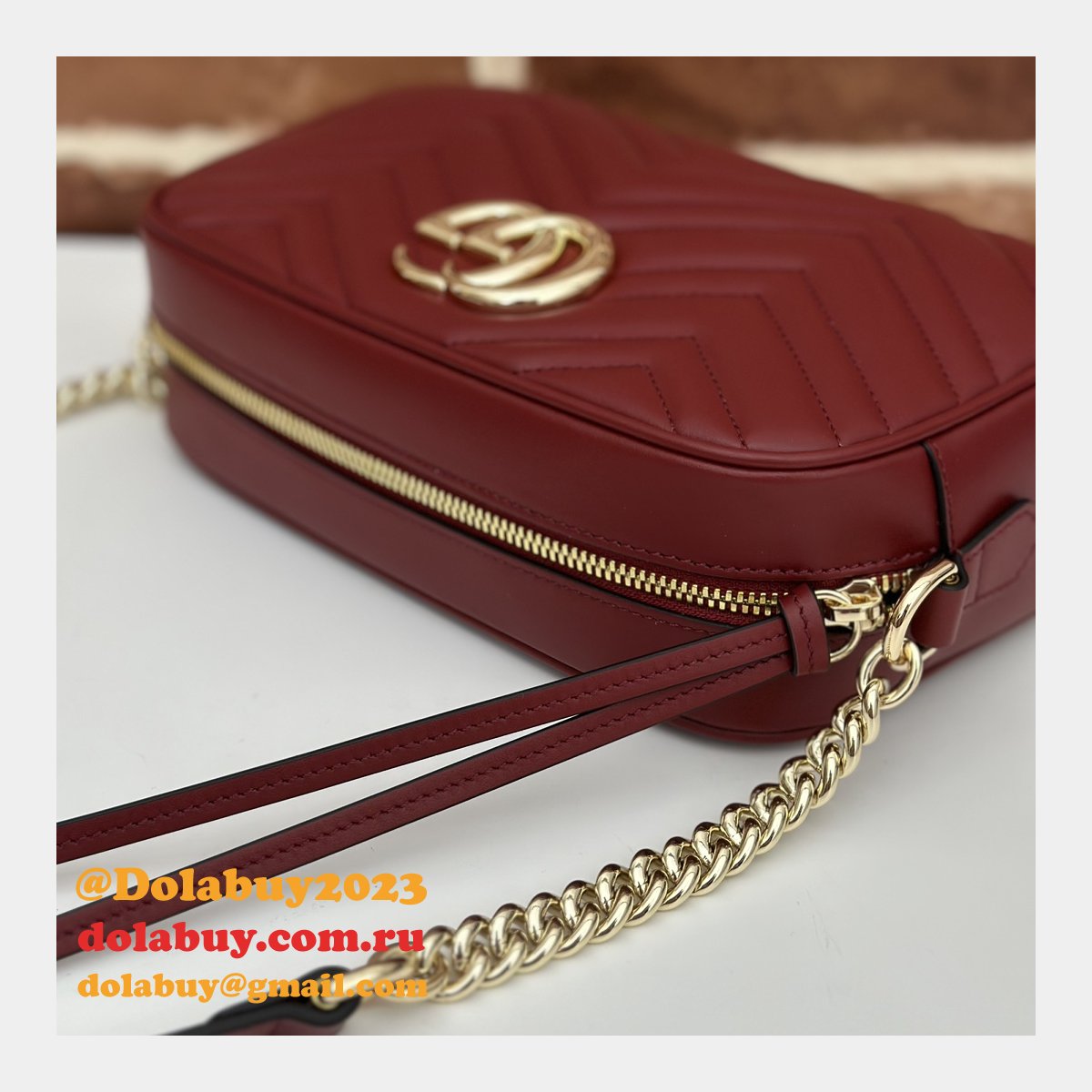 G*u*i perfect knockoff luxury 447632 gg marmont small matelassé shoulder red bag