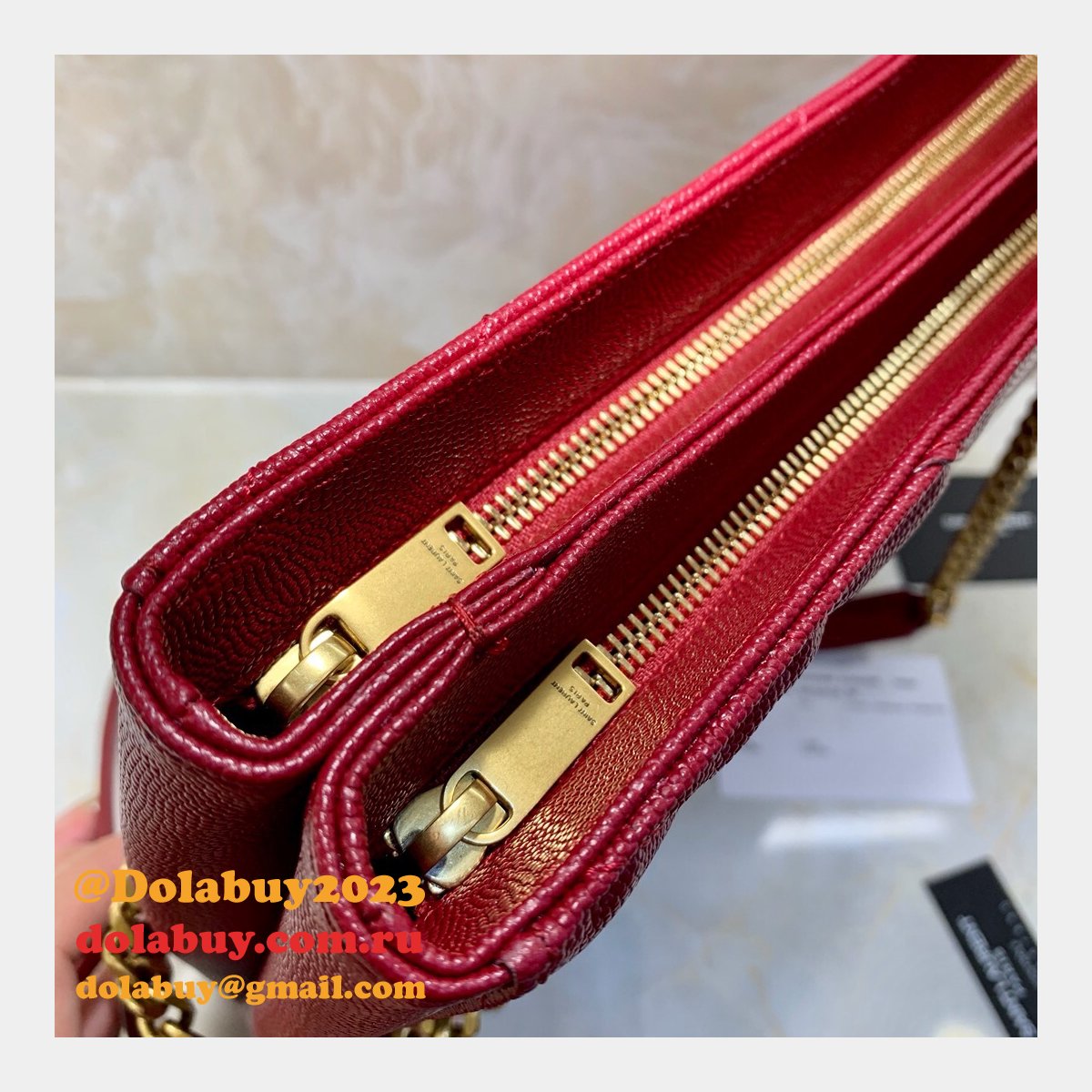 Shop Ysl Replica Saint Laurent Red and Black