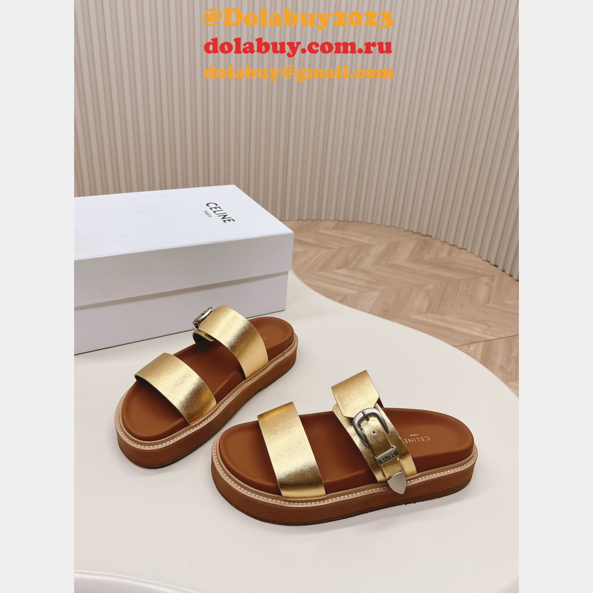 Luxury Celine Sandal Fashion Ladies Slide Platform Knockoff Shoes