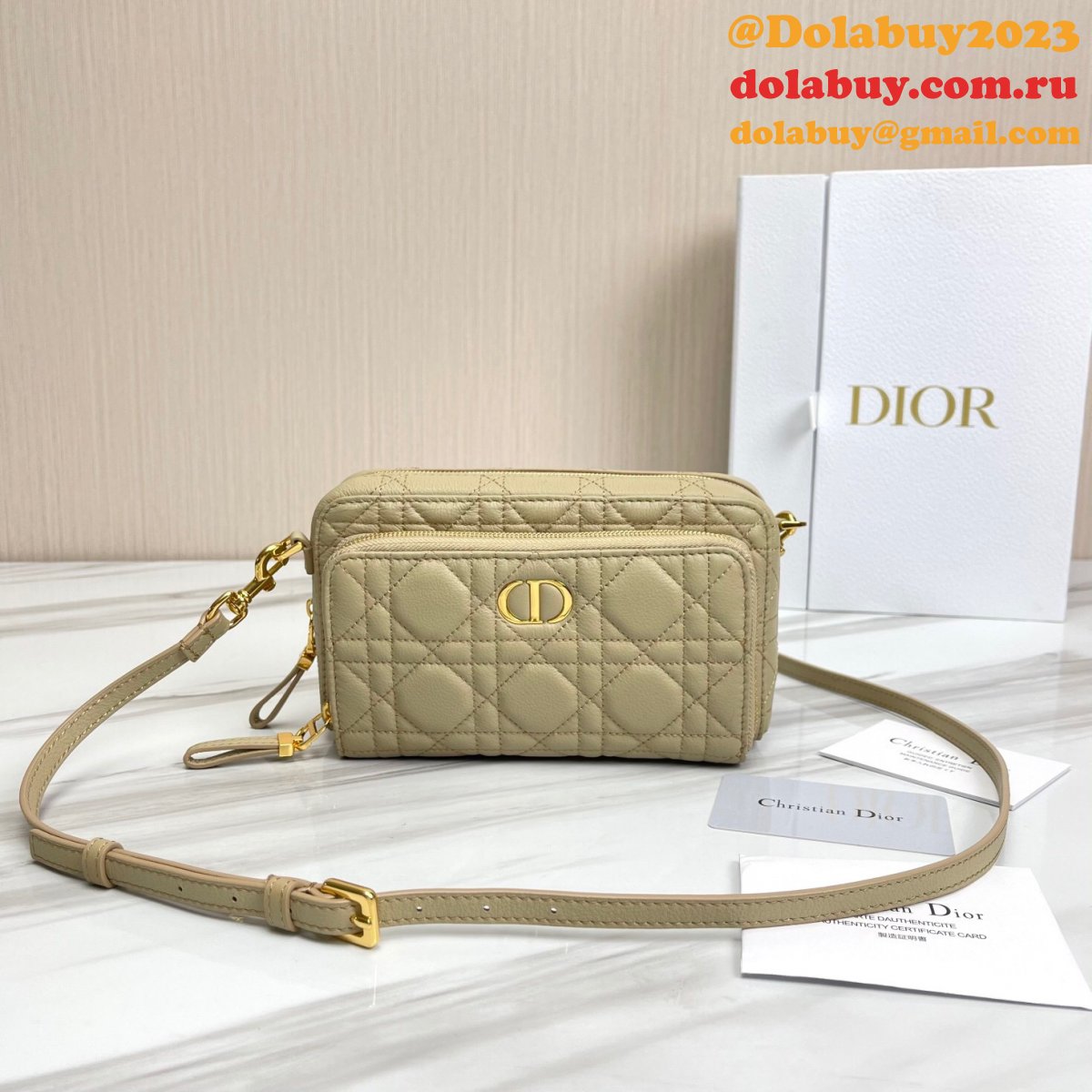 High Quality Dior Caro Bag Brown Supple Cannage Calfskin