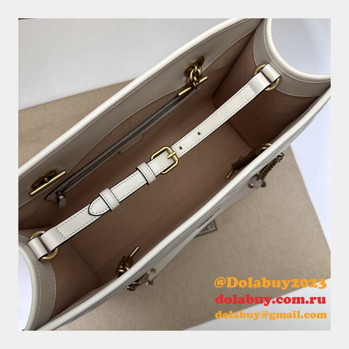 tote gg marmont white/black 779724 G*u*i replica bag