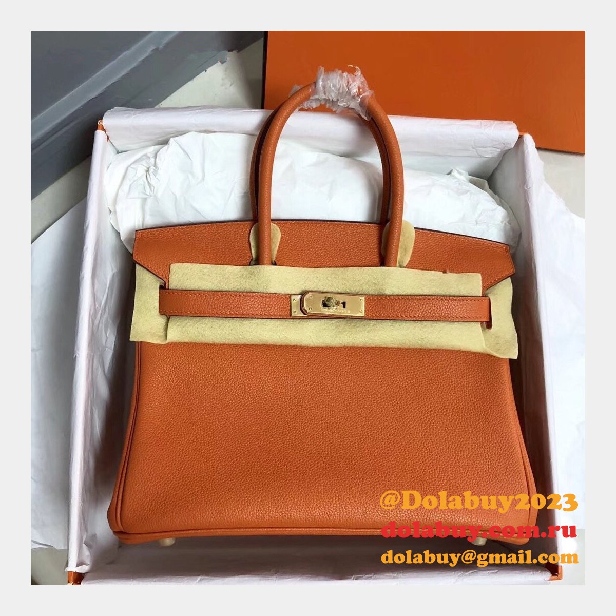 Hermes Birkin 35cm Togo leather Handbags Orange
