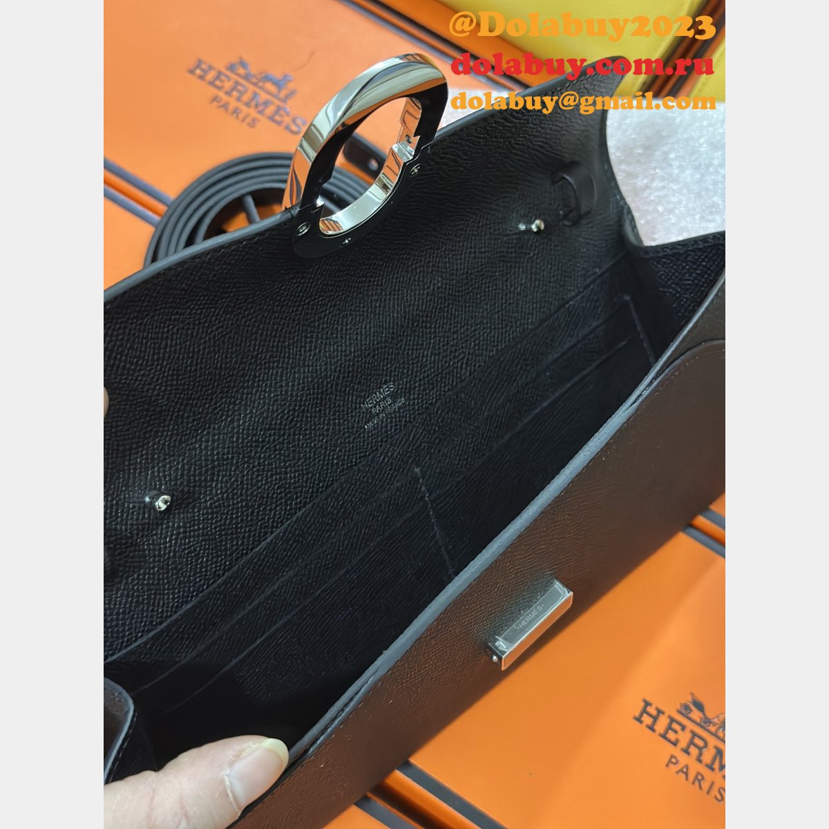 Luxury Hermes  D Ancre to go clutch Epsom bag