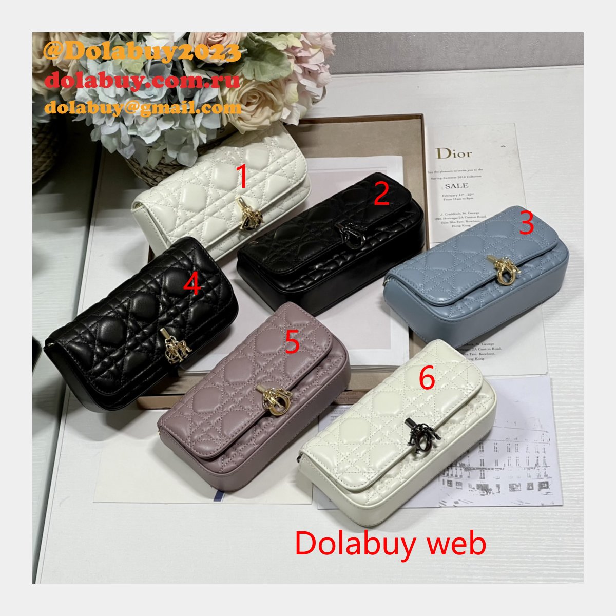 Cheap Lady Replica Designer Christian Dior Phone Pouch 0977 Bag