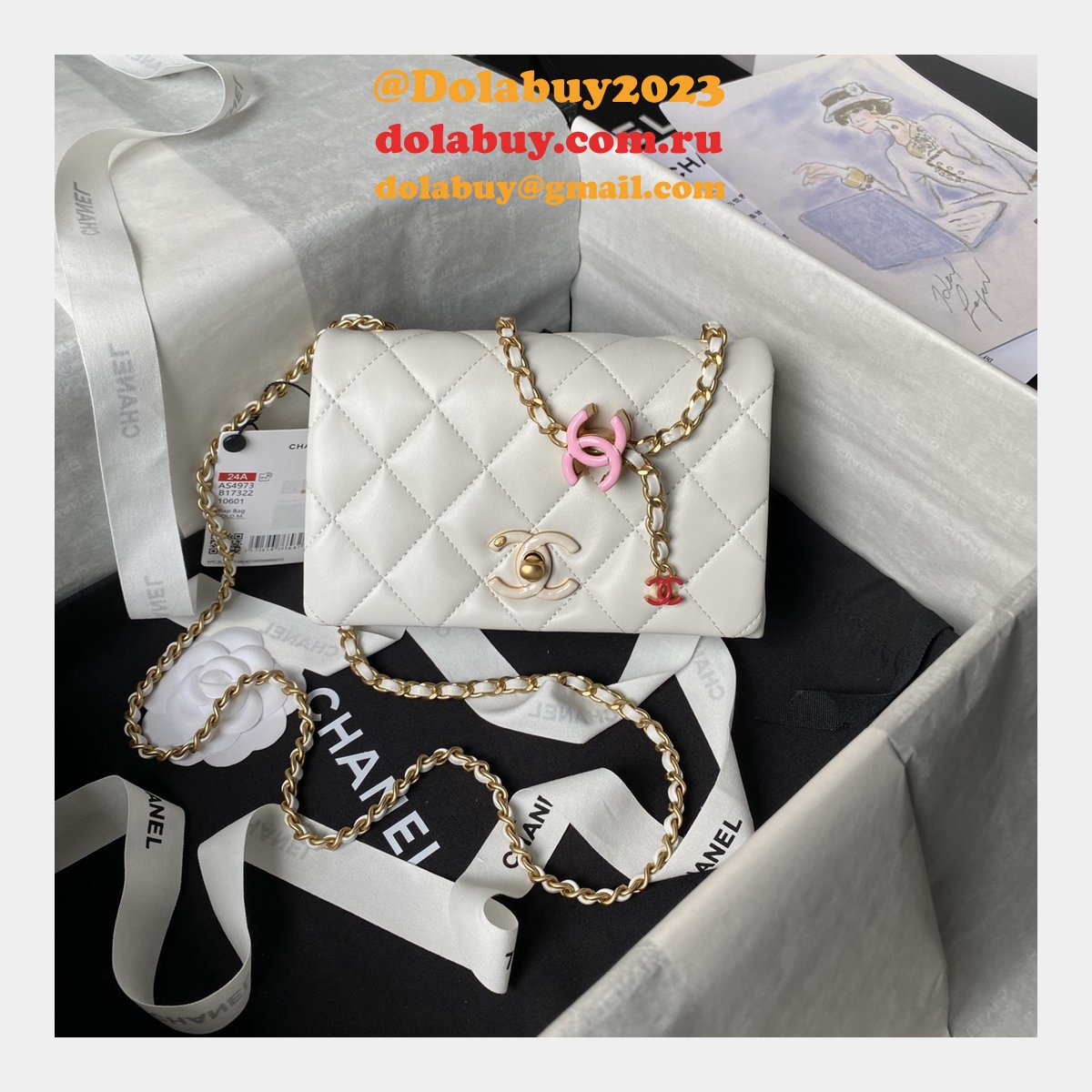 Shop 1:1 Mirror AS4973 Replica Shoulder Black/White Bags