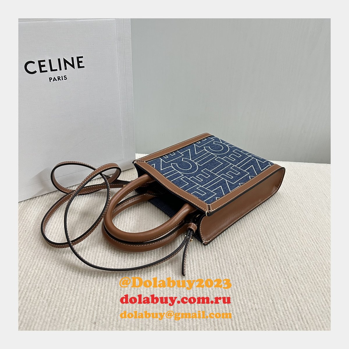 Top Quality celine MINI CABAS BAGS canvas 193302