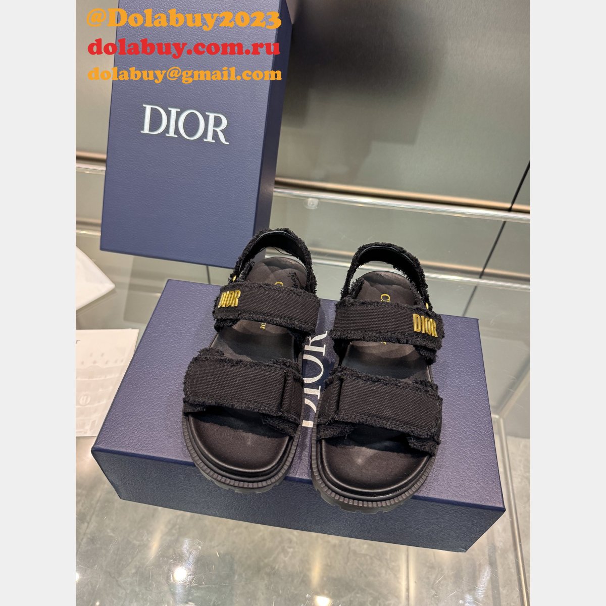 Top Quality Dior Ecru Fringed Cotton Canvas Dioract Sandal