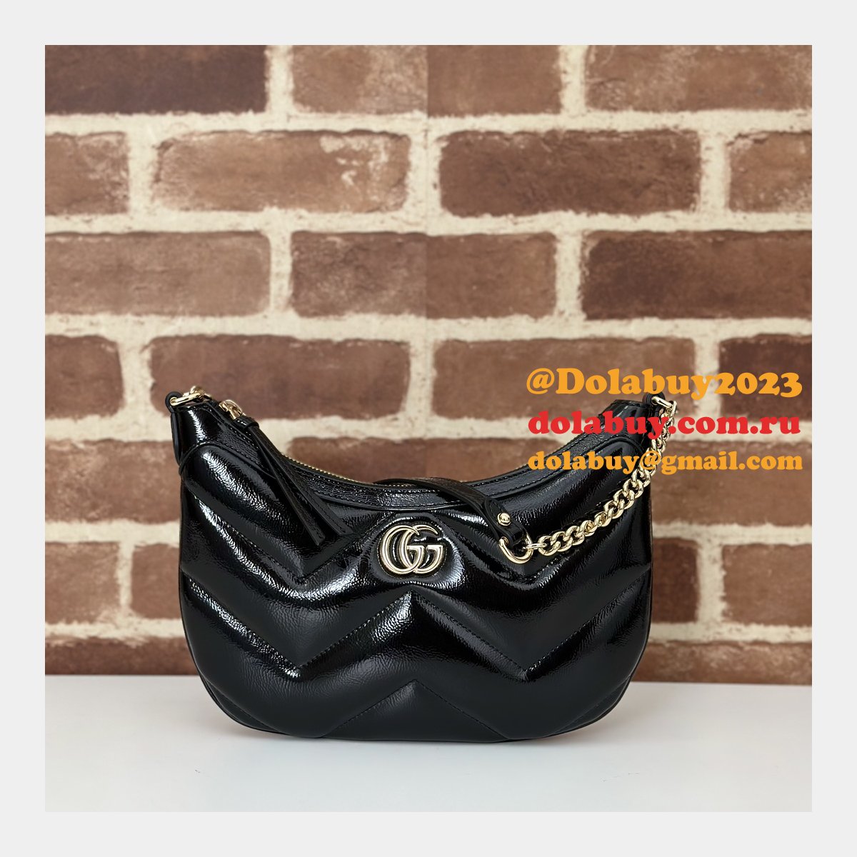 Luxury GG Marmont Gucci 777263 Knockoff Shoulder Black Bag
