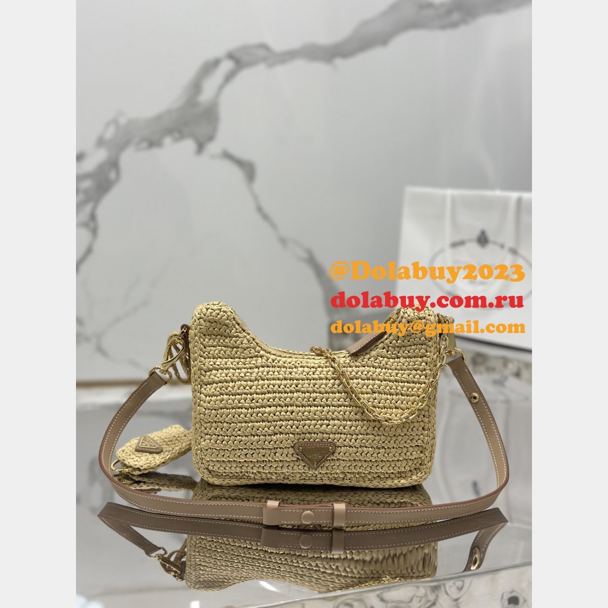 Wholesale Fashion Best Prada Hobo raffia handbag