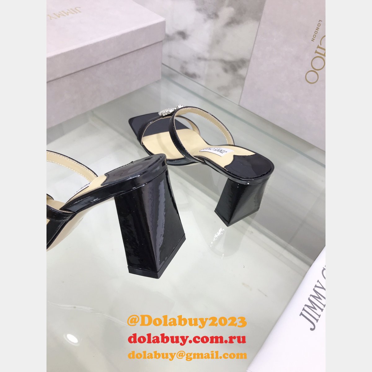 Top Designer Flat Sandals Jimmy Choo Heel 7 cm High Replica Shoes