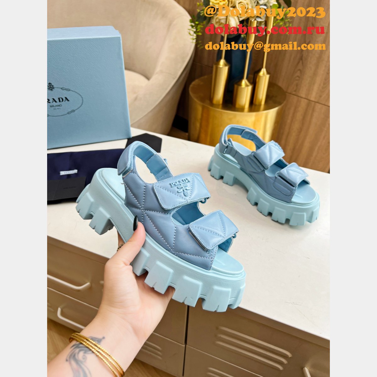Buy New Replica Prada Roman Platform Sandals Luxury Shoes