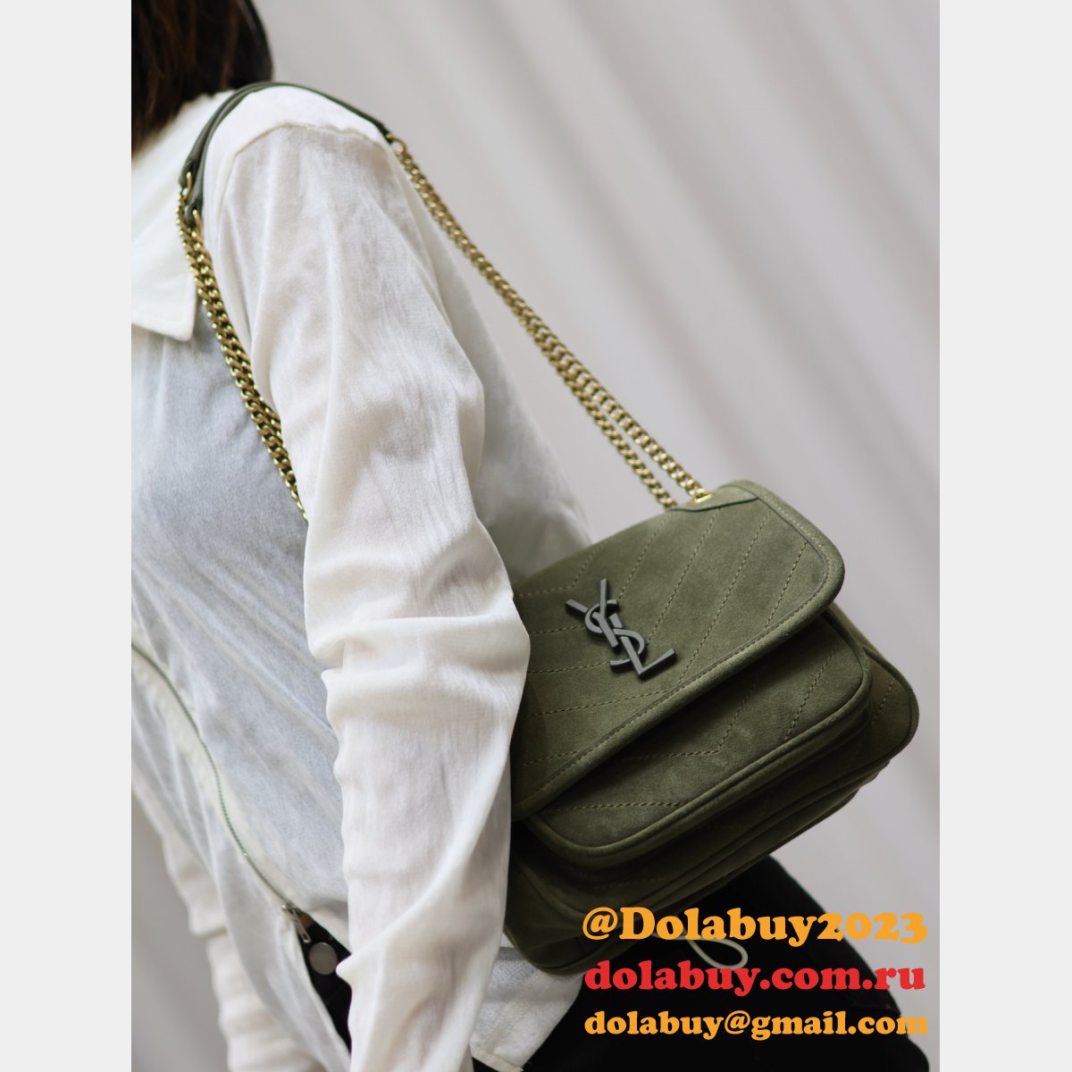 Buy Best YSL Niki 22CM 633151 Replicas High Quality ArmyGreen Bag