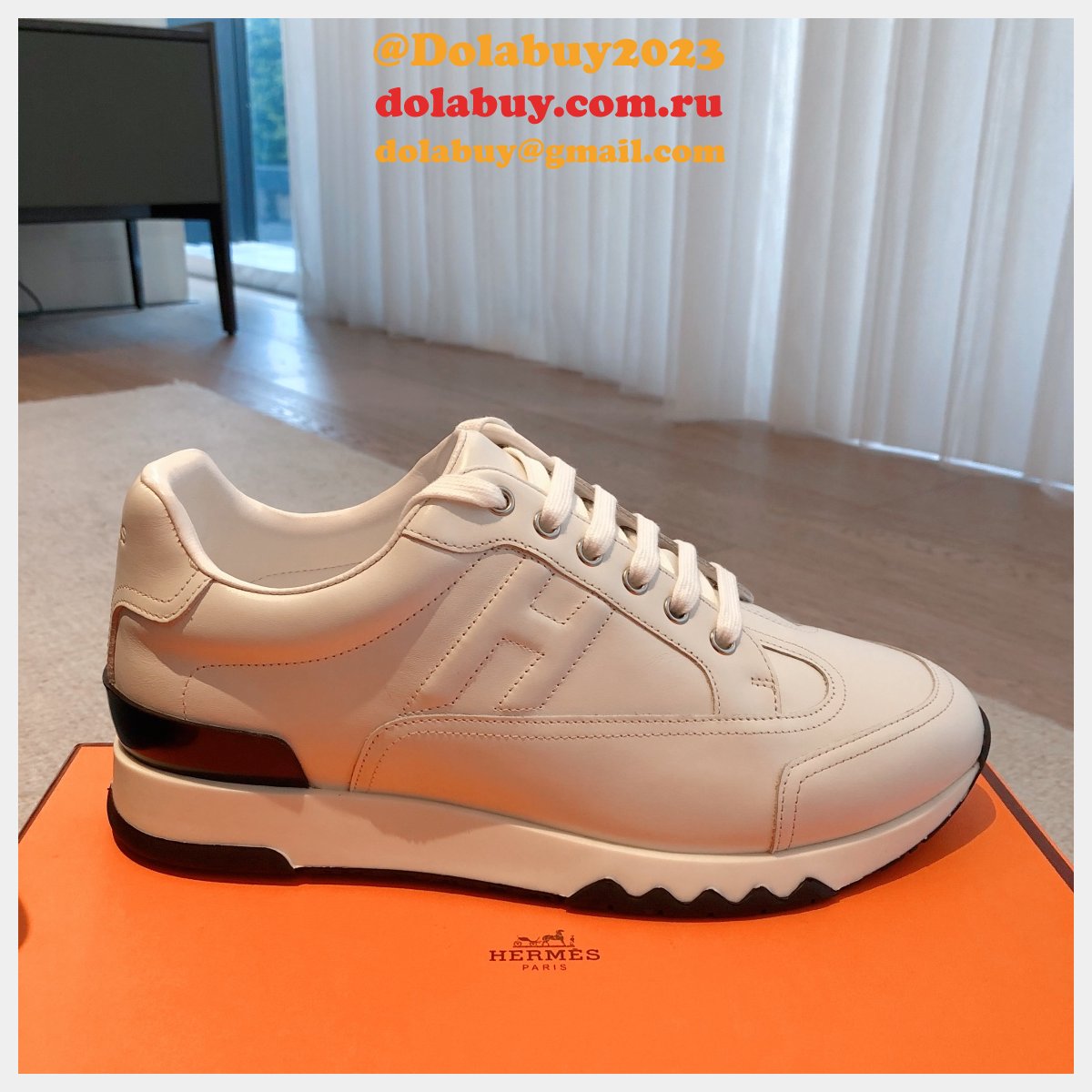 Wholesale Sneakers Leer Wit Hermes Knockoff Shoes