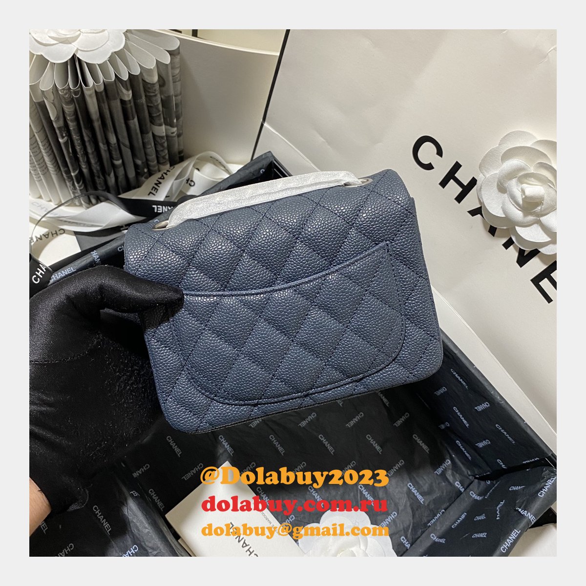 Perfect CC 17CM Classic Flap Caviar Leather Bag