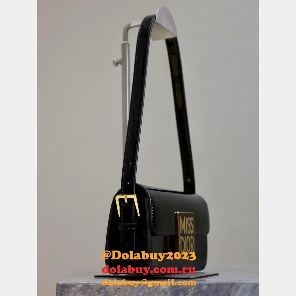 7 Star Miss Dior Graffiti patent leather shoulder bag