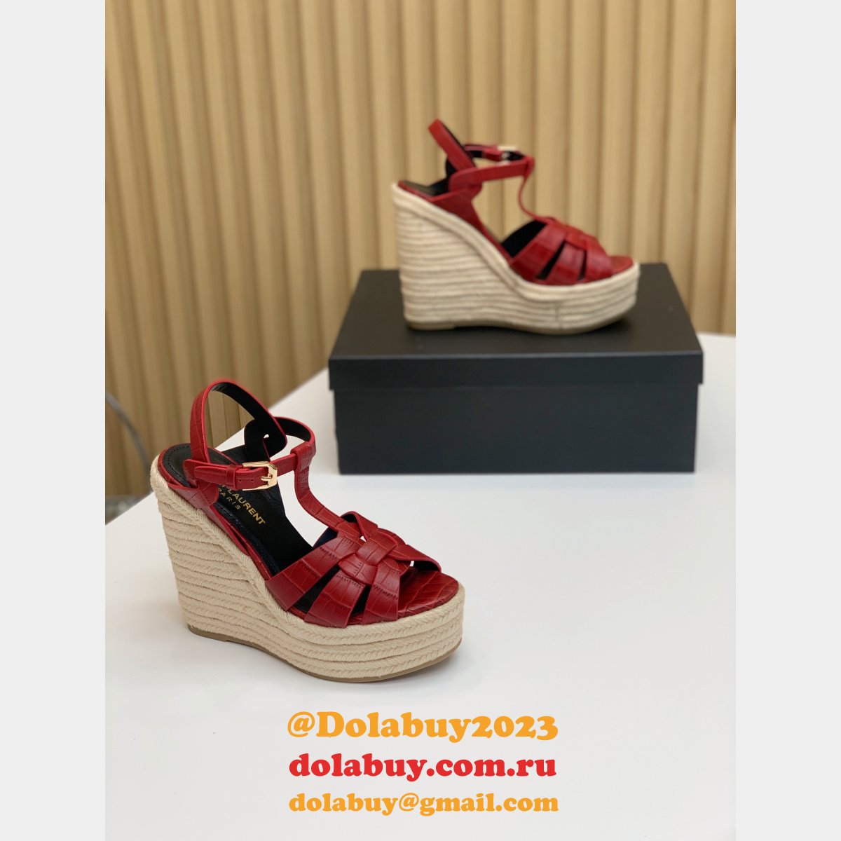 Saint Laurent Replica Espadrille Platform Wedge Sandals Heel Shoes