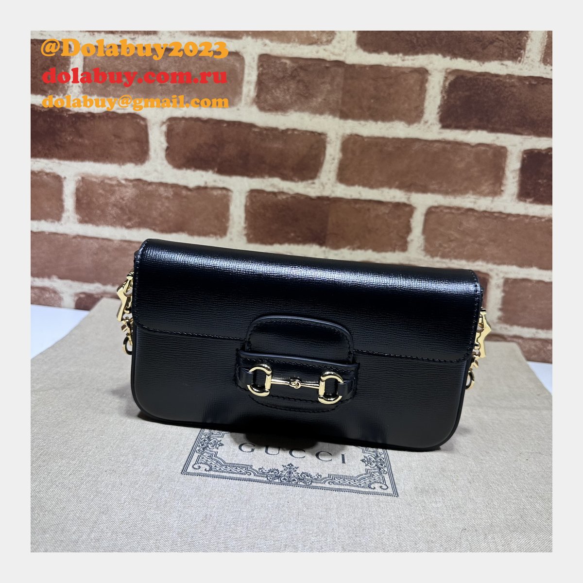 High Quality 752002 Horsebit Black 1955 Replica Gucci Designer Bag