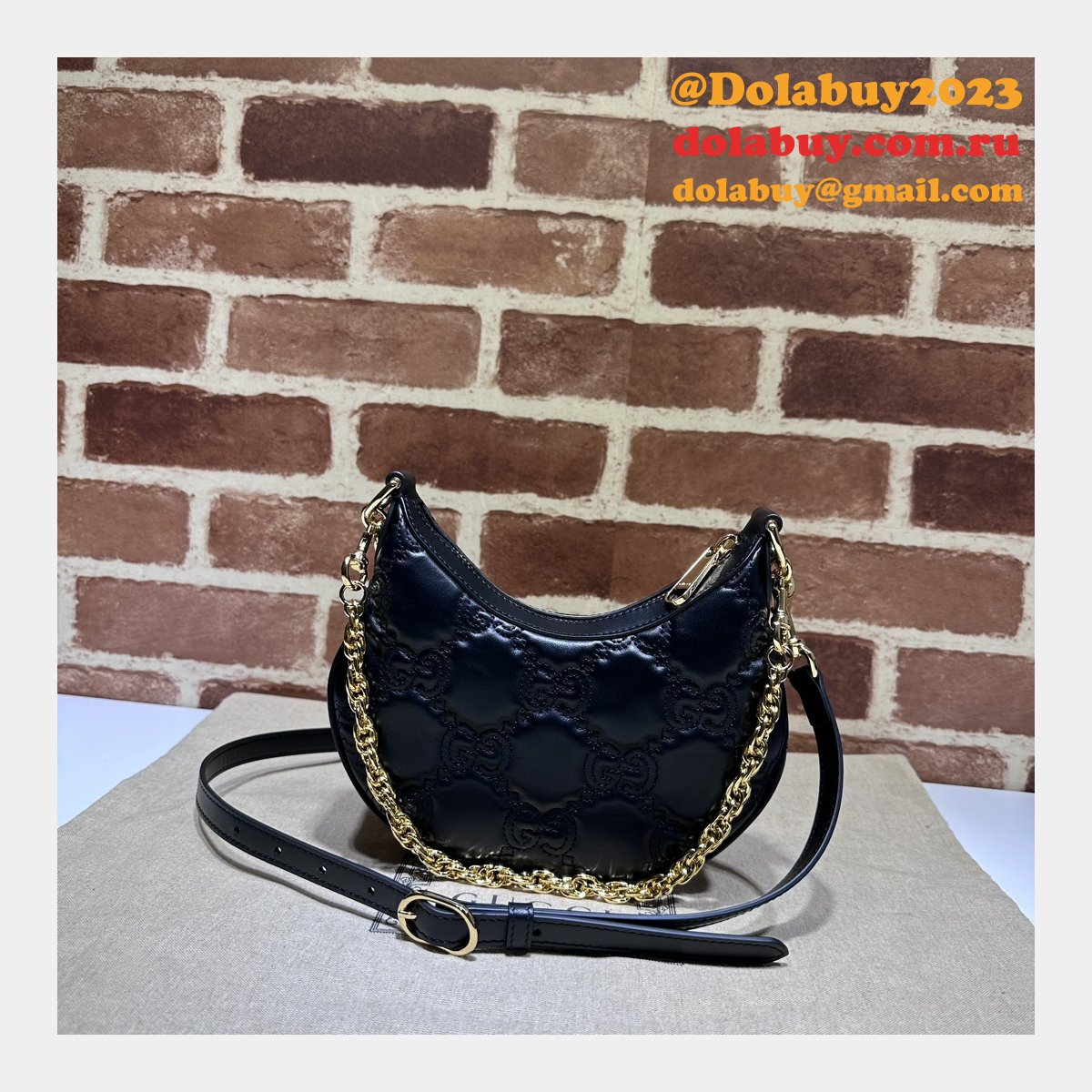 G*u*i 1:1 mirror 739736 gg matelassé designer black/pink bag