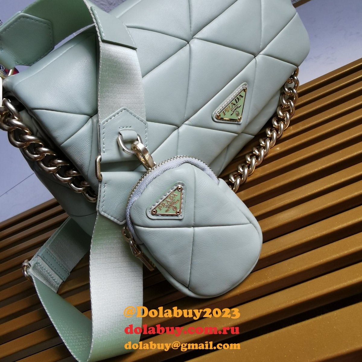 Wholesale Prada Fake System nappa leather patchwork bag online