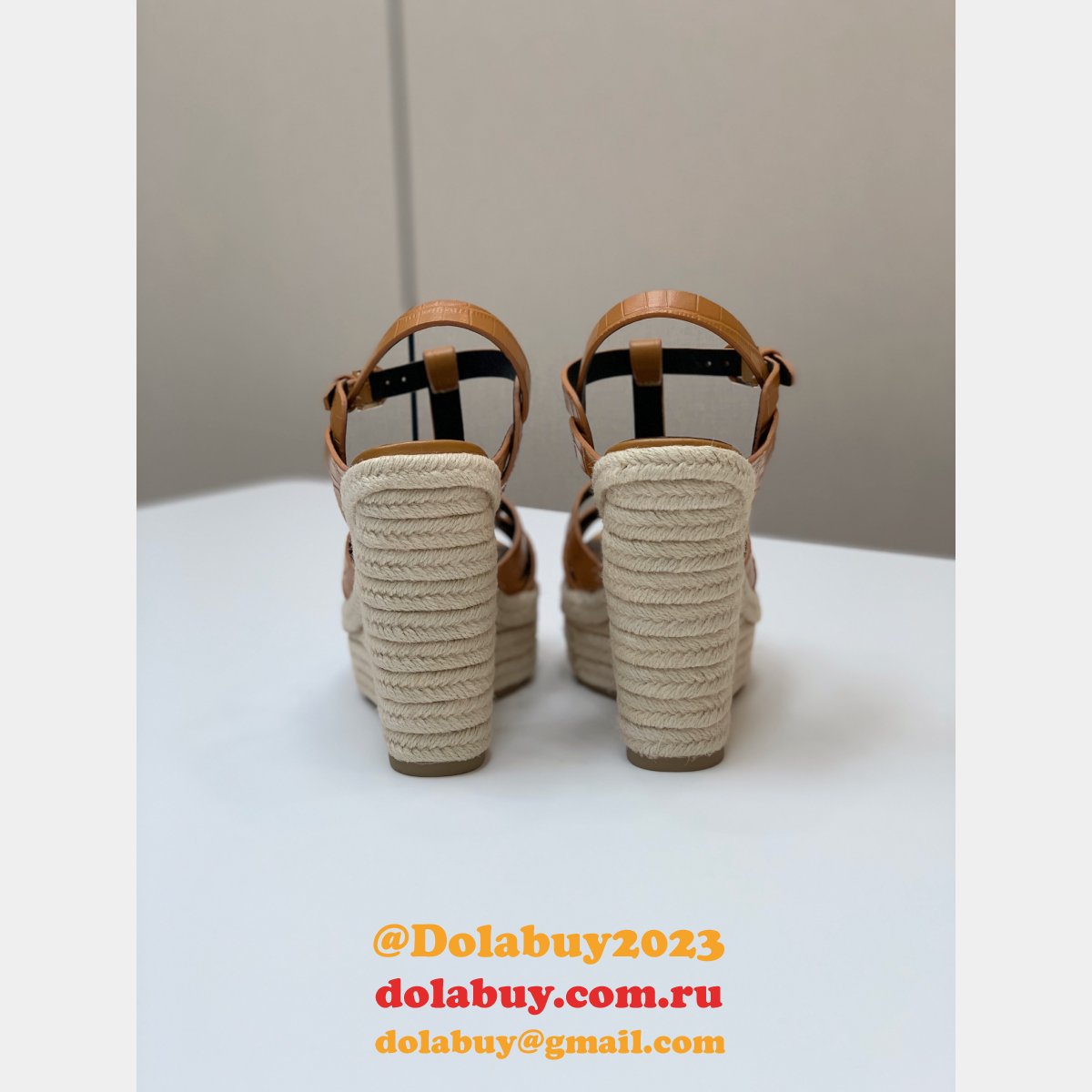 Saint Laurent Replica Espadrille Platform Wedge Sandals Heel Shoes