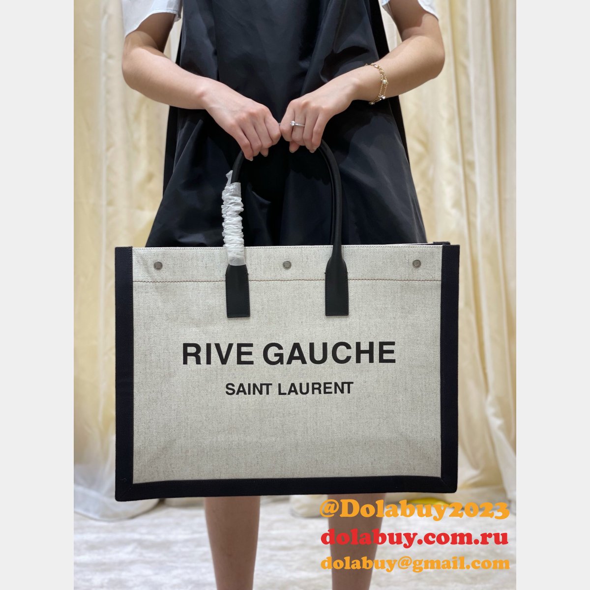 Buy Replica YSL Yves Saint Laurent Rive Gauche Large Tote Bag Printed Canvas