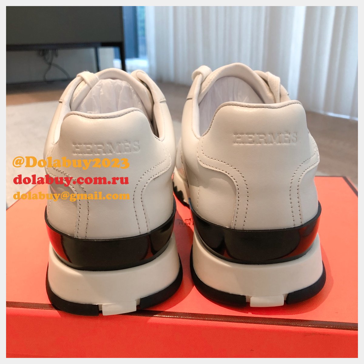 Wholesale Sneakers Leer Wit Hermes Knockoff Shoes
