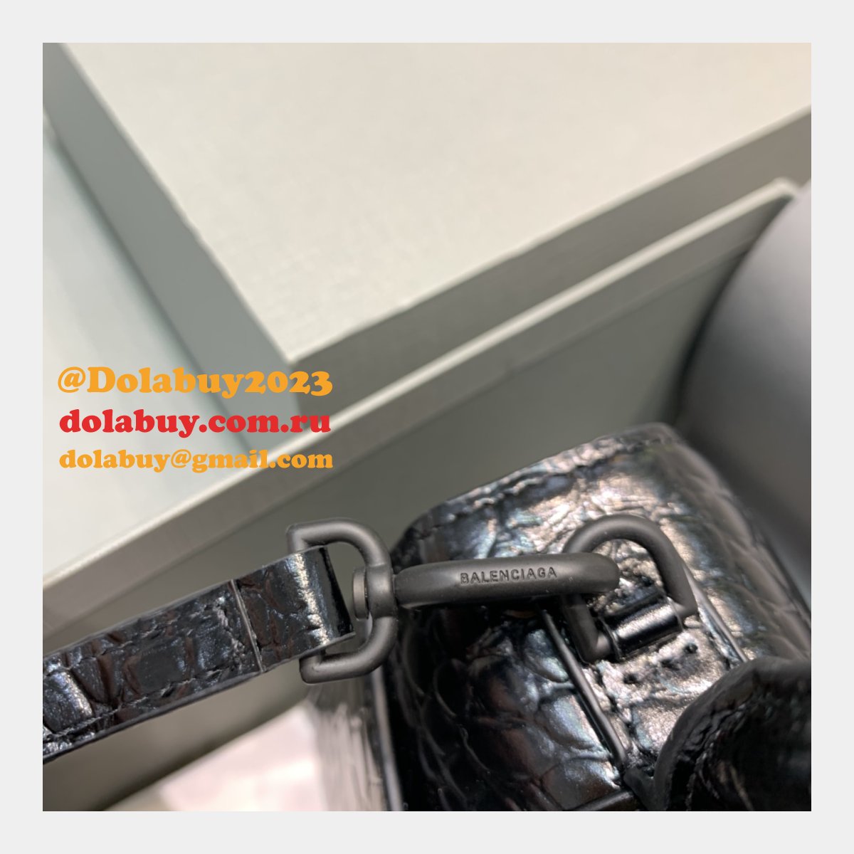 Balenciaga Replica Hourglass Small Top Handle Bag Black