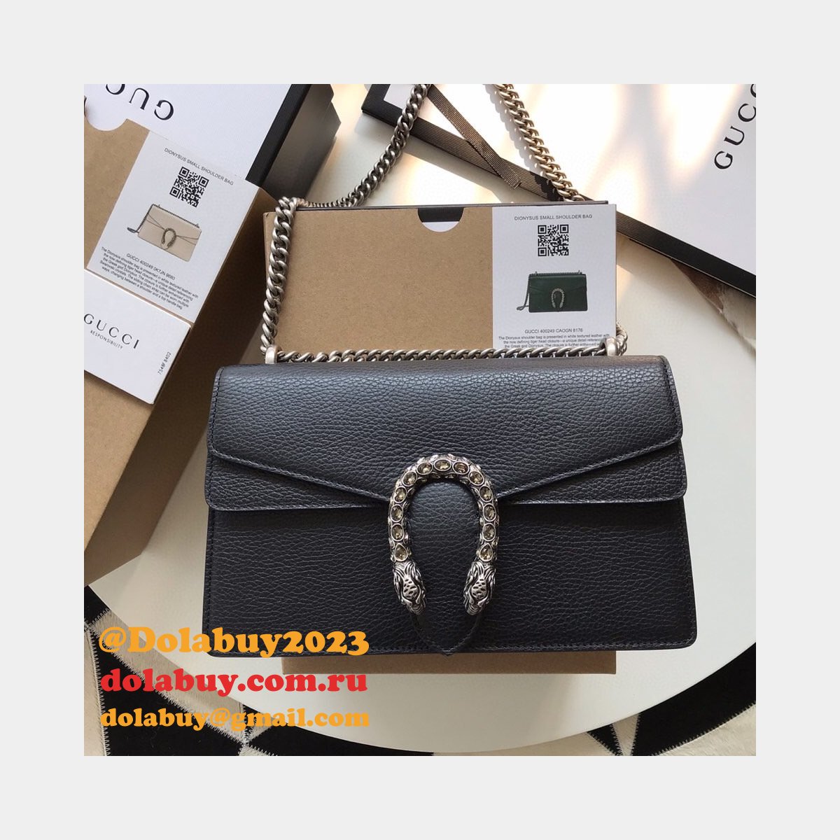 wholesale replica G*u*i 400249 dionysus gg supreme shoulder black bag