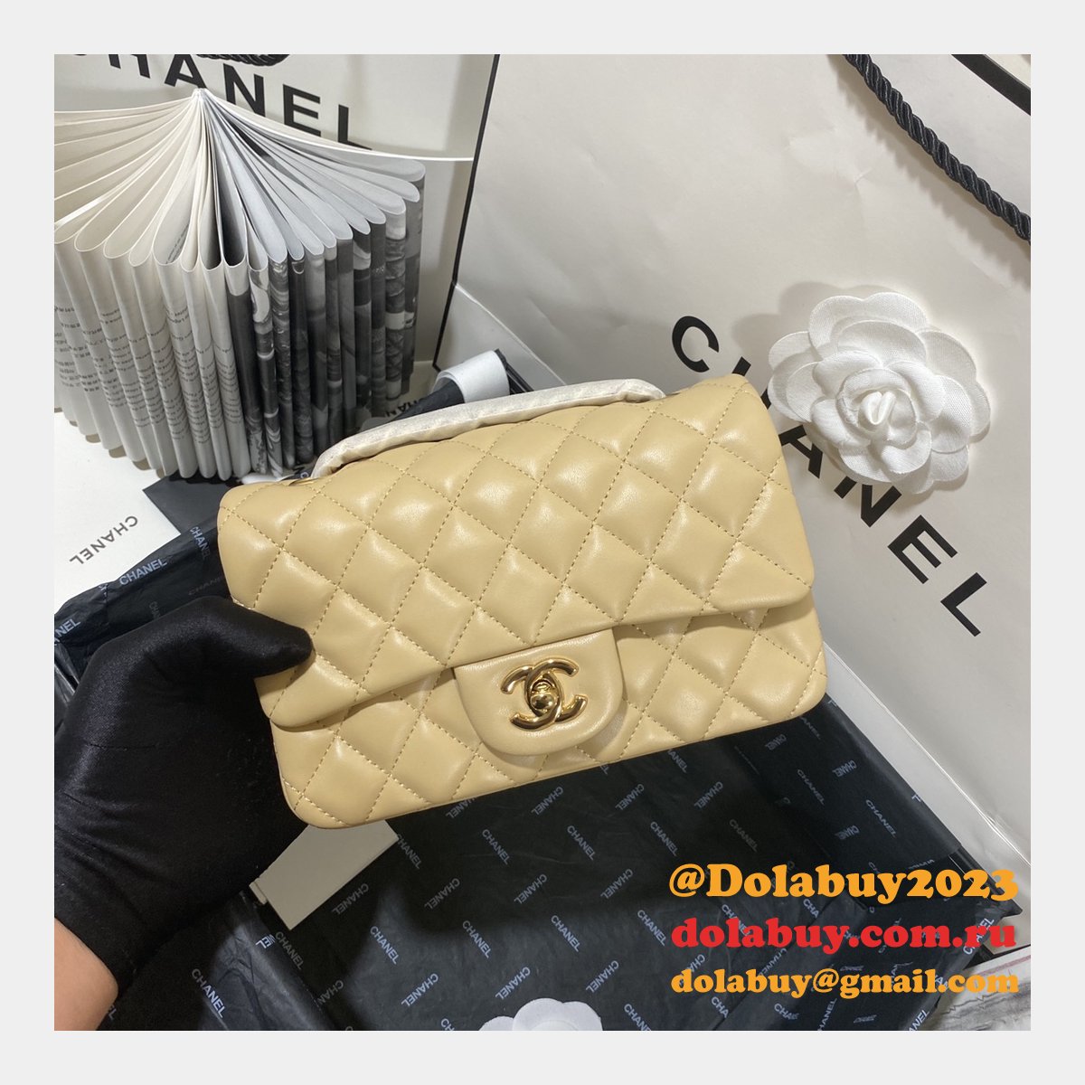 Top Quality CC Lambskin Flap Bag 1116 20CM