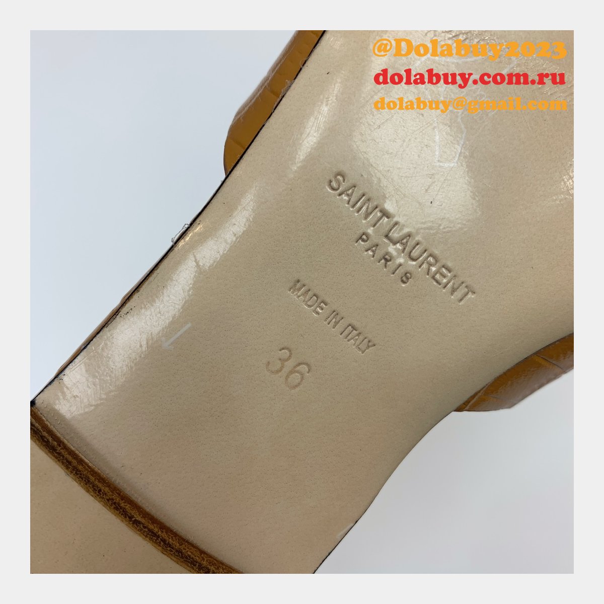 Tribute Mules Vegetable-Tanned Leather Saint Laurent Copy Shoes