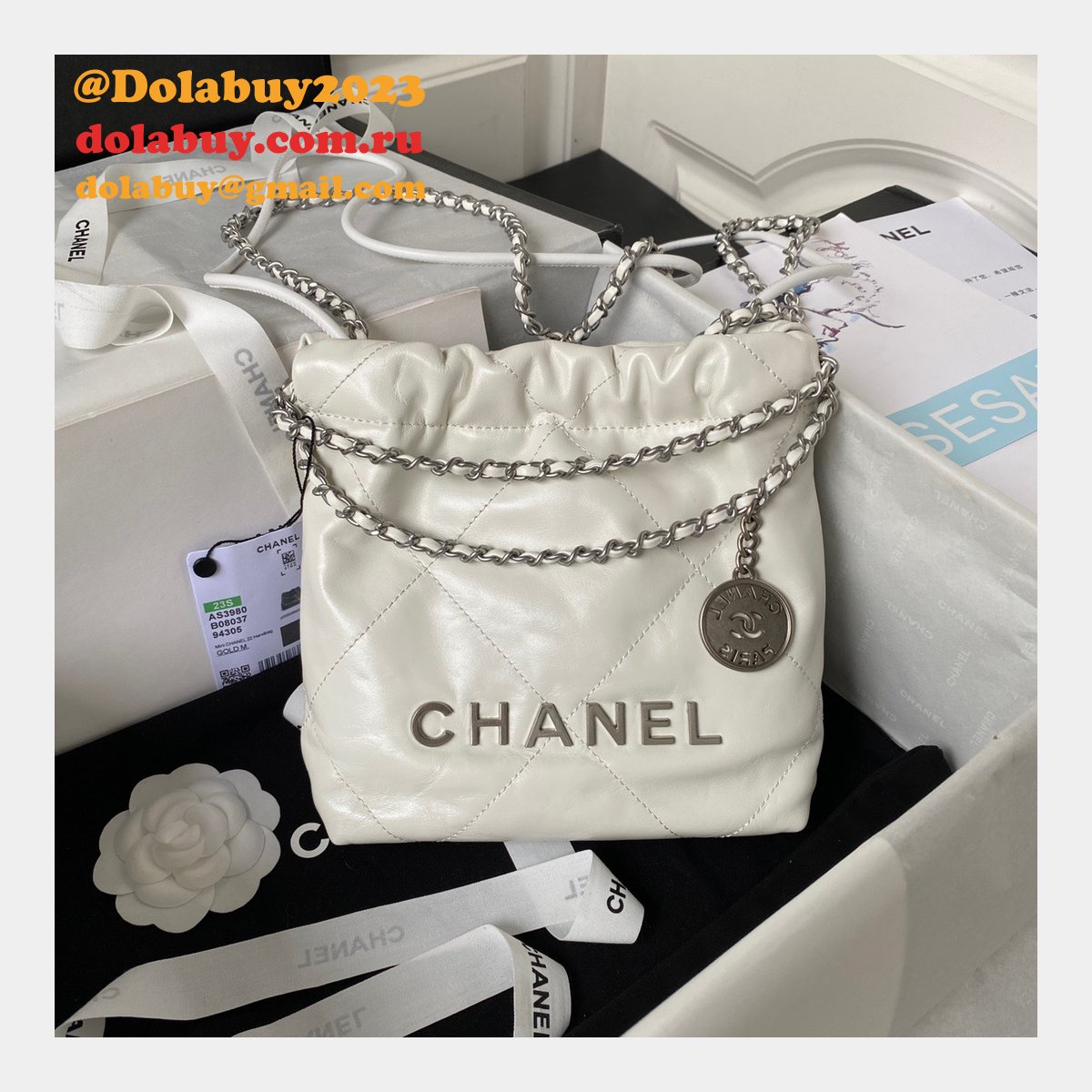 Luxury FASHION AS3980 CALFSKIN CC BAG 20CM