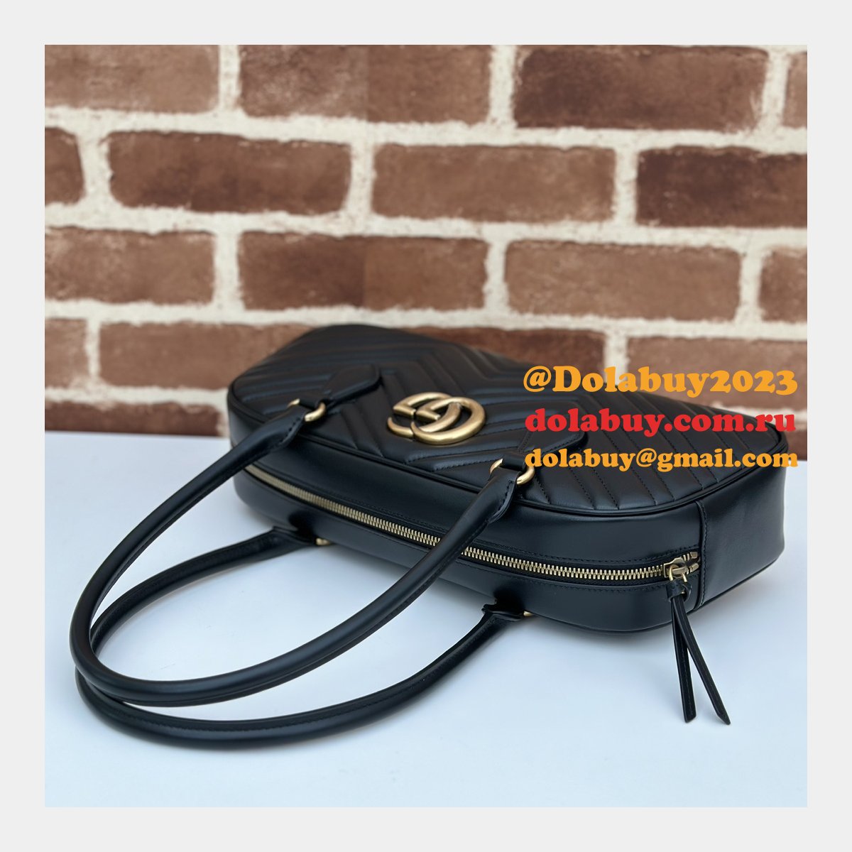 designer 795218 gg marmont G*u*i replica top handle bag